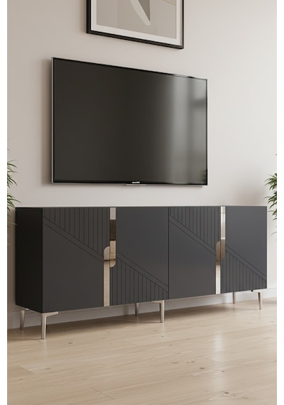 Ka1828as Evva Konsol Ve Tv Sehpası Antrasit-silver 180cm Antrasit - Gümüş