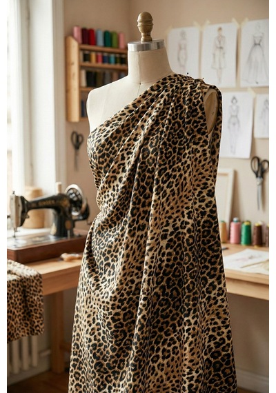 %100 Pamuk Kahve Leopar Poplin Kumaş En: 240 Cm Nevresim, Çarşaf, Yastık Kılıfı, Elbise Ve Çanta Kahverengi
