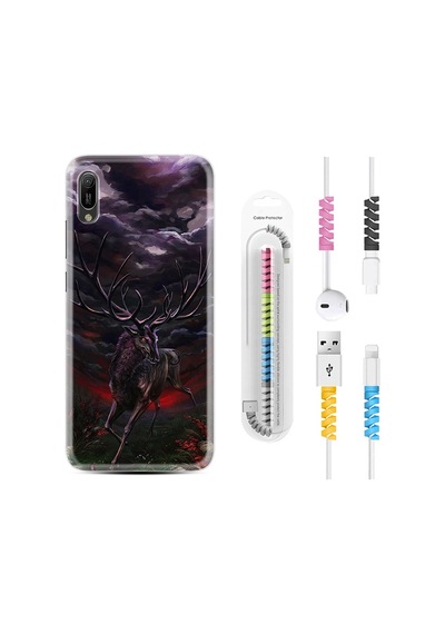Huawei Y6 2019 Kılıf Kablo Koruyuculu Dark Deer 1786