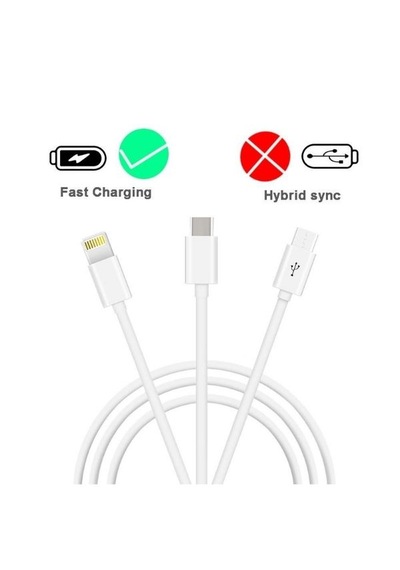 Usb To Micro Usb Type C Lightning Çevirici Dönüştürücü Data Şarj Kablosu