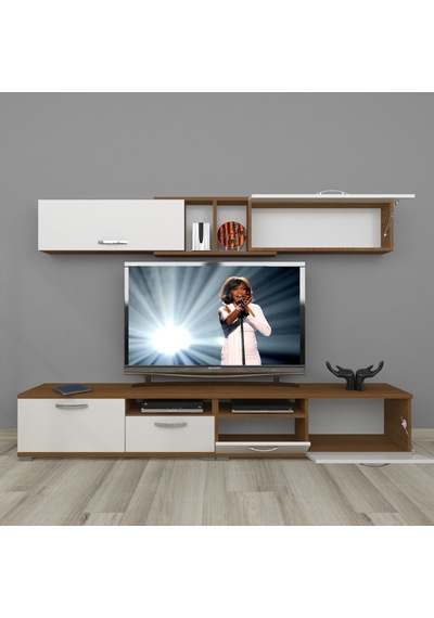Decoraktiv Eko 5220 Slm Krom Ayaklı Tv Ünitesi Tv Sehpası Ceviz - Beyaz