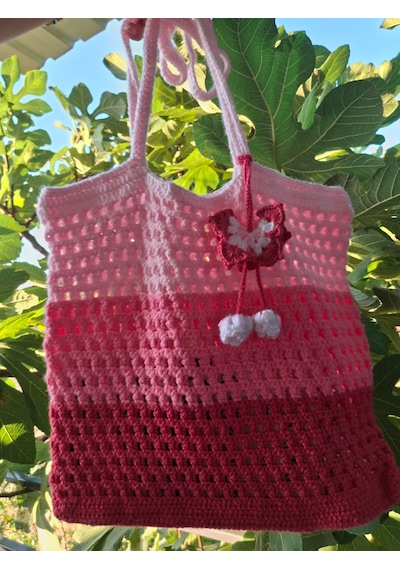 Youngcraft El Örgüsü Pembe Tonlarında Renkte Omuz Çantası