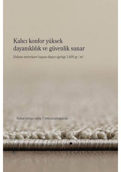 Naturel Bukleli Halı Kahve Halı Salon Halısı Mutfak Halısı Yolluk Oeko-tex Sertifikalı Silinebilir Kahverengi