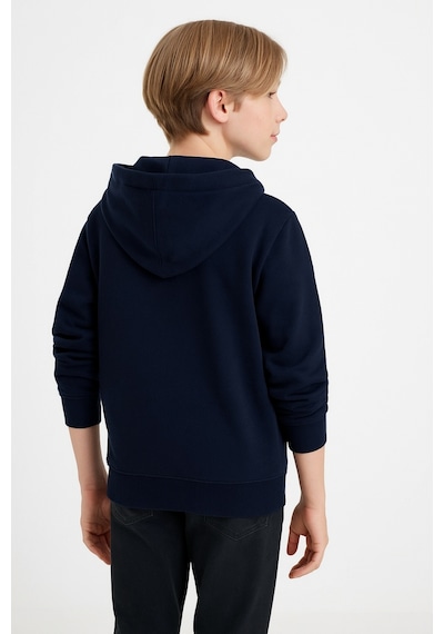 Giyicem Erkek Çocuk Basic Fermuarlı Kapüşonlu Okul Sweatshırt G2025-3-1 Lacivert