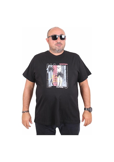 Moc Grande Mocgrande Erkek Büyük Beden Sıfır Yaka Tişört Beach Party 25191 Sıyah SIYAH