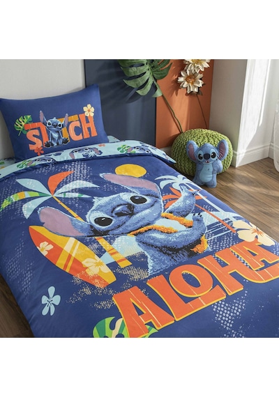 Taç Lisanslı Disney Stitch Aloha Tek Kişilik Pamuk Nevresim Takımı 100 000000001000051242 Çok Renkli