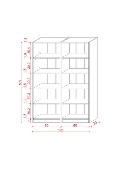 Asra Trend 2 Modüllü Kitaplık K-003 %100 MDF 10 Bölmeli Modern Ofis Çalışma Masası Yanı Rafı Petra Asra Trend 2 Modüllü Kitaplık K-003 %100 MDF 10 Bölmeli Modern Ofis Çalışma Masası Yanı Rafı Petra