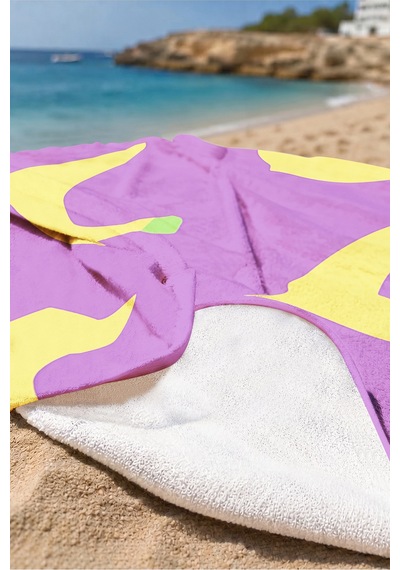 Muz Temalı Mor Sarı Plaj Havlu Örtüsu - Modern Tropikal Pop Art Hızlı Kuruyan Mikrofiber Havlu Örtü Ayaz Leylak