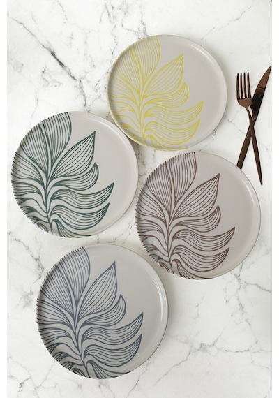 Keramika Leaf Harmony Nordıc Pasta Tabağı 22 Cm 4 Adet / 22974-77 Çok Renkli