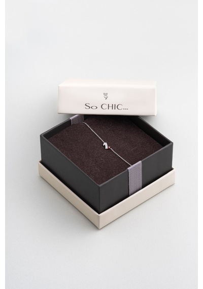 So Chic I Harfi 18 Ayar Beyaz Altın Kaplama 19 Cm Gümüş Nazar Bileklik 88603559
