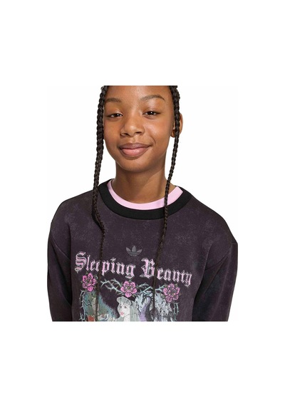 Adidas Çocuk Sweatshirt Adıdas Dısney Vıllaıns Loose Washed Gfx Crew Sweatshirt Kq6084 Siyah