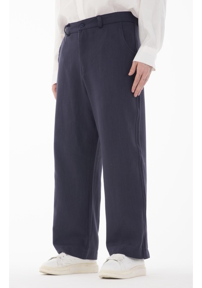 Rocqerx R-4415 Kemer Detaylı Keten Baggy Pantolon Lacivert