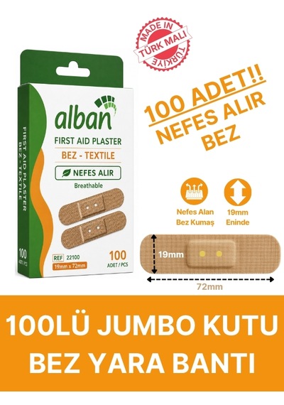 Bez Yara Bandı 19mm X 72mm 100 Lü Paket