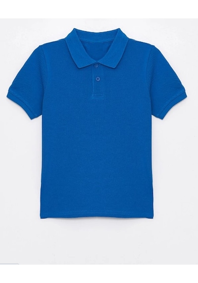 Waynap Unisex Lakos Polo Yaka Okul Tshirt Mavi