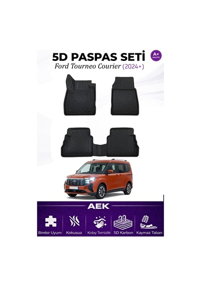 Ford Courier 2024+ Araca Özel Havuzlu "karbon" Paspas Takımı