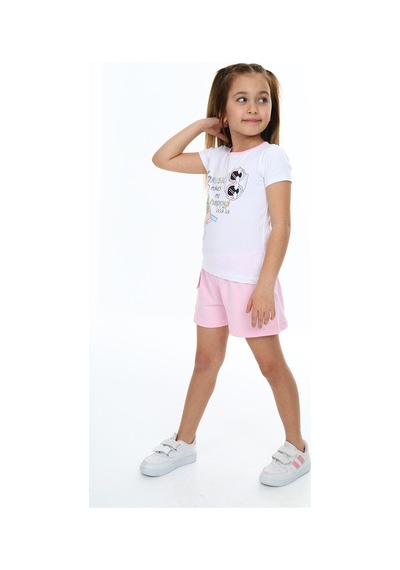 Toontoy Kids Toontoy Kız Çocuk Mucıs Makes Me Happy Baskılı Şortlu Takım Pembe