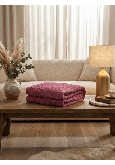 Merinos Elegans Embos Çift Kişilik Battaniye 220 X 240 Gül Kurusu