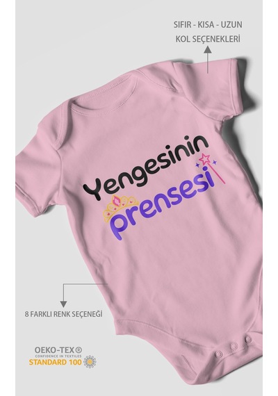 Morivokids Yengesinin Prensesi Kısa Kollu Bebek Body %100 Pamuk Koyu Pembe