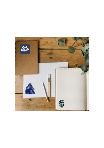 44 Adet Mavi Vintage Retro Sticker Seti - Etiket Seti Scrapbook Bullet Journal