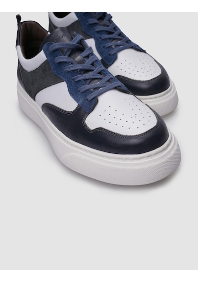 %100 Hakiki Deri Gri Bağcıklı Erkek Sneaker-gri Gri