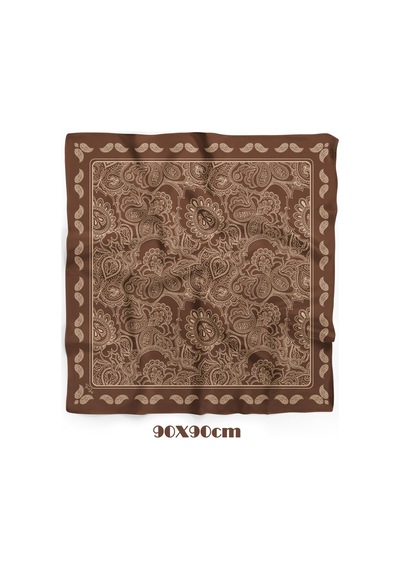 Zerafet Desen 90x90cm Eşarp/fular Kahverengi