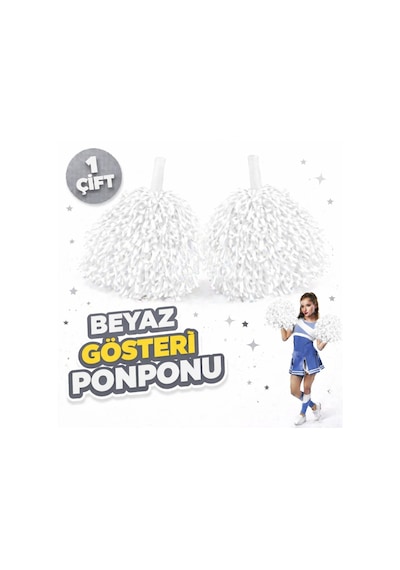 1 Çift 2 Adet Beyaz Renk 23 Nisan 19 Mayıs 29 Ekim Okul Gösteri Ponponları Ekstra Dolgun Diğer