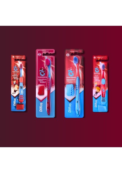 Difaş Trabzonspor Lisanslı Aile Diş Fırçası Seti Yumuşak 2 Yetişkin 2 Çocuk