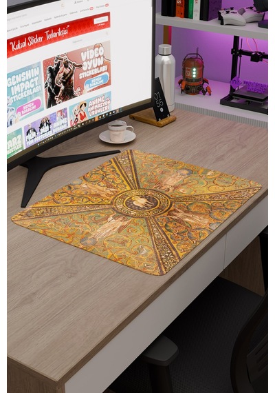 Ortaçağ Sanat Kaymaz Dikişli Kauçuk Oyuncu Mousepad V4 - 48x40 Xl Gaming Mouse Pad Fare Altlığı