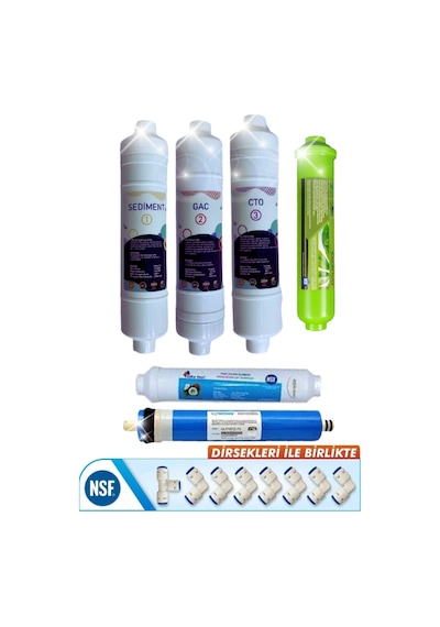 Kapalı Kasa 12 Inç Su Arıtma Cihazı Filtresi 6 Aşamalı 80 Gpd King Membranlı Inline Filtre Set