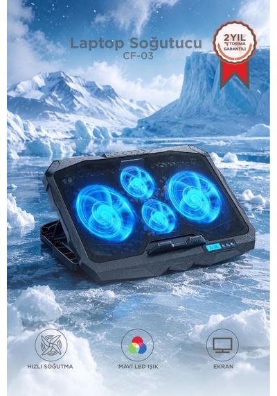 Laptop Soğutucu Ayarlanabilir Dizüstü Bilgisayar Soğutma Fanı Cf03 Siyah