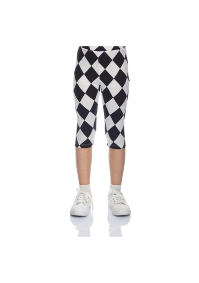 Lovetti Kız Çocuk Monochrome Diamond Desen Kapri 8108 Beyaz - Siyah
