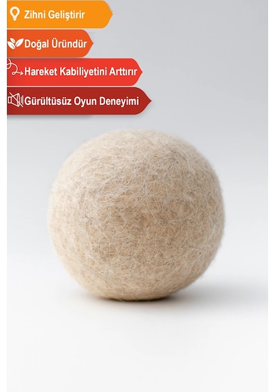 Matgo Pati Doğal Sessiz Kedi Oyun Topu Kedi Oyuncak Yün Yumağı - Hareket Ve Gelişimi Krem