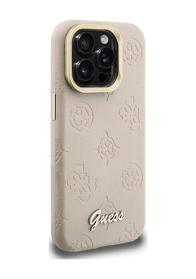 Apple iPhone 15 Pro Max Uyumlu Kılıf Guess Lisanslı M-safe Şarj Özellikli Kamera Standlı Peony Kapak Bej