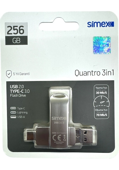 Samsung Uyumlu Type C Flash Bellek 256 Gb Otg Usb Disk Pc