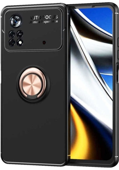 Xiaomi Poco M4 Pro 4g Kılıf Zore Ravel Silikon Kapak Siyah-Rose Gold