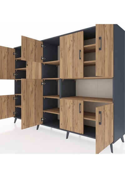 Hyperion Dolap 14 Raflı 10 Kapaklı 220x44x163 Antrasit-çam Atlas Çam - Antrasit Hyperion Dolap 14 Raflı 10 Kapaklı 220x44x163 Antrasit-çam Atlas Çam - Antrasit