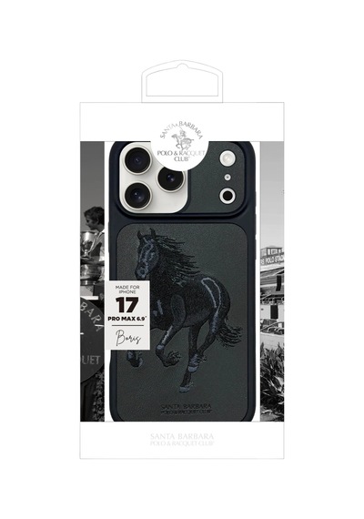 Santa Barbara Polo Racquet Club Apple Uyumlu iPhone 17 Pro Kılıf 3boyutlu Pu Deri Boris İçi Süet Kapak Lacivert