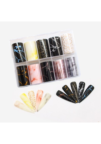 10lu Tırnak Süsleme Folyosu Granit Mermer Dizayn Nail Art Transfer Folyo