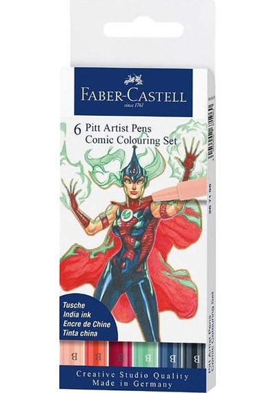 Faber Castell 6 Pitt Artist Pen Manga Superhero Set 267196