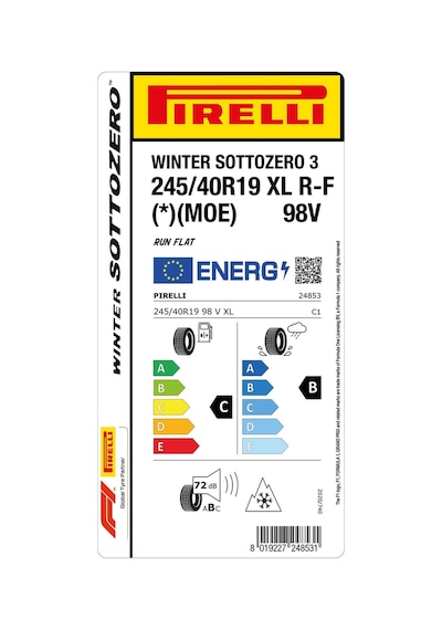 Pirelli 245/40 R19 98V XL Winter SottoZero 3 RFT * MOE Kış Lastiği 2025