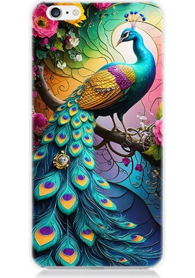 Apple Uyumlu iPhone 6 Plus Tavuskuşu Renkli Gurur Desenli Silikon Kılıf Çok Renkli