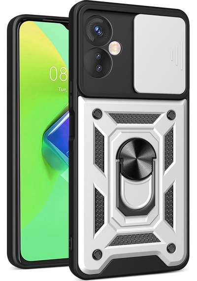 İnfinix Hot 30 4g Kılıf Pars Lens Yüzüklü Silikon Gümüş