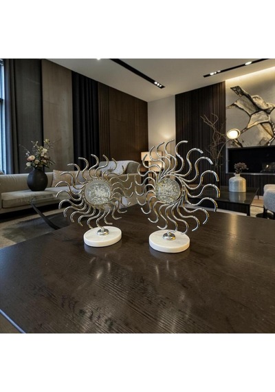 Çift Spiral Metal Heykel Lüks Salon & Ofis Dekor Objesi