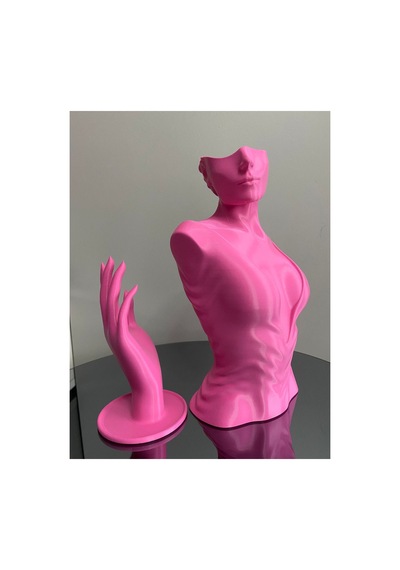 Pembe Renk Dekoratif Takı Mankeni Ve El 2'li Set Takı Teşhir Standı 30 Ve 18 Cm Takı Organizeri Küpe
