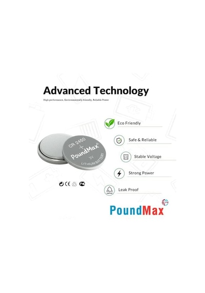 20 X Poundmax Cr2450, Dl2450,ecr2450, Kcr2450 3v Lityum Madeni Düğme Pil