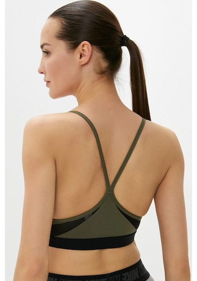 Nike Dri Fit Indy V Neck Light Support Womens Bra Khaki Kadın Sporcu Sütyeni Haki Haki