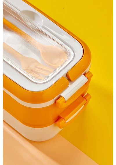 2 Katlı Lunch Box Ofis, Okul Ve Piknik İçin Pratik Yemek Kabı Sarı