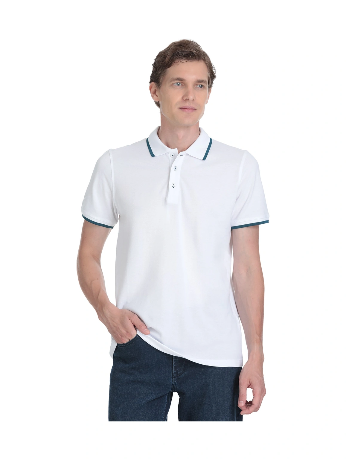 Hatemoğlu Beyaz Regular Fit 100% Pamuk Polo Yaka Rayon Tişört 36098 350501