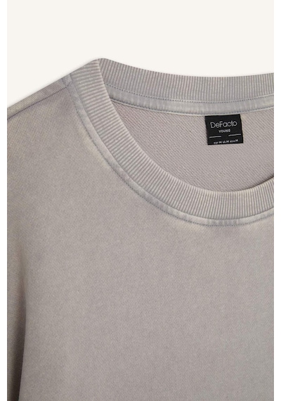 DeFacto Loose Fit Bisiklet Yaka Yıkamalı Soluk Efektli Kısa Kollu Tişört C0709AX25SPGR367