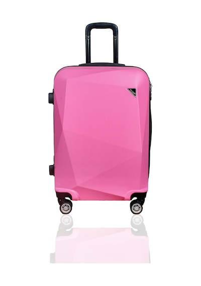 Polo&Sky Elmas Model Pembe Renk 3'lü Valiz Bavul Seti